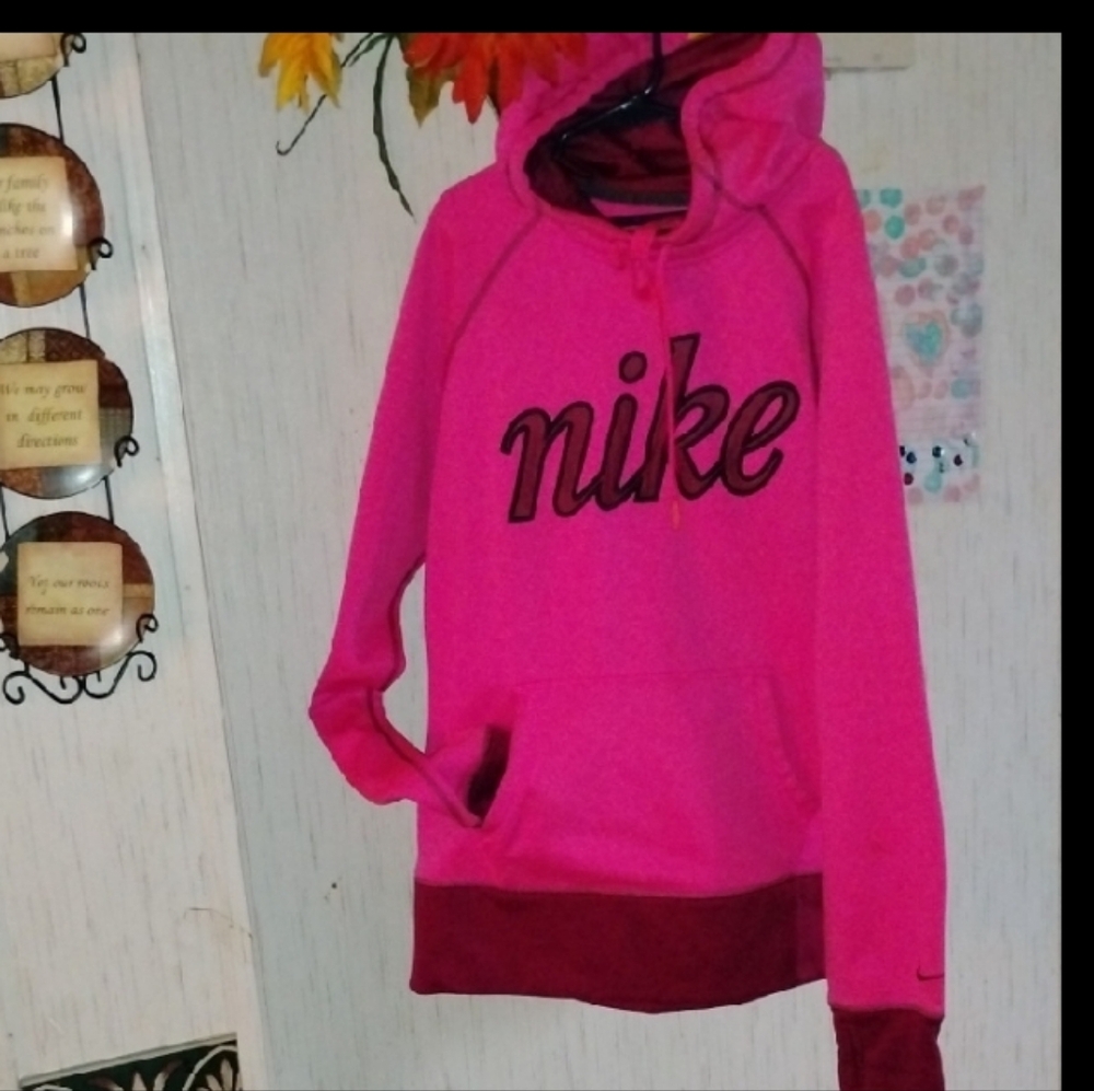 Nike Women's Fuchsia and Burgundy Hoodie